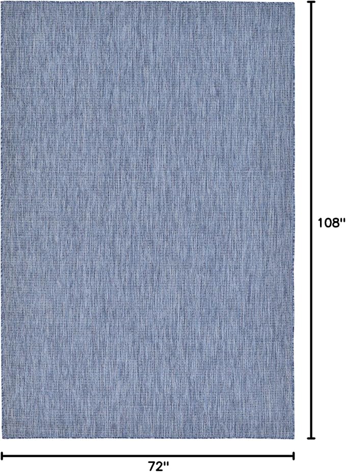 Unique Loom Collection Casual Transitional Solid Heathered Indoor/Outdoor Flatweave Area Rug (6' 1" x 9' Rectangle, Blue/Navy Blue) - Image 3