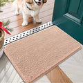 OLANLY Dog Door Mat for Muddy Paws 24x16, Absorbs Moisture and Dirt, Absorbent Non-Slip Washable Doormat, Quick Dry Chenille Mud Mat for Dogs, Entry Indoor Entryway Carpet for Inside Floor, Peach by OLANLY