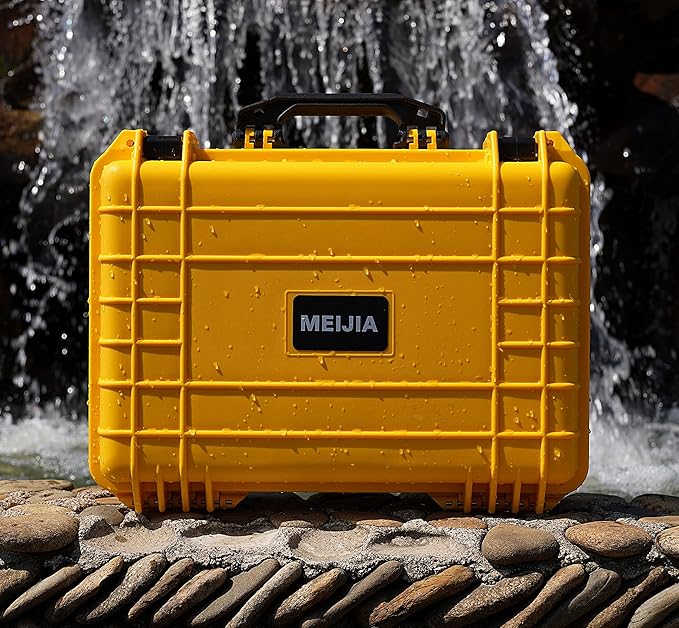 MEIJIA Portable All Weather Waterproof Protective Case,Hard Case,Camera Case With Customized Fit Foam,Fit Use of Drones,Camera,Equipments,Pistols,13.35 x11.63x5.98inches (Yellow) - Image 5