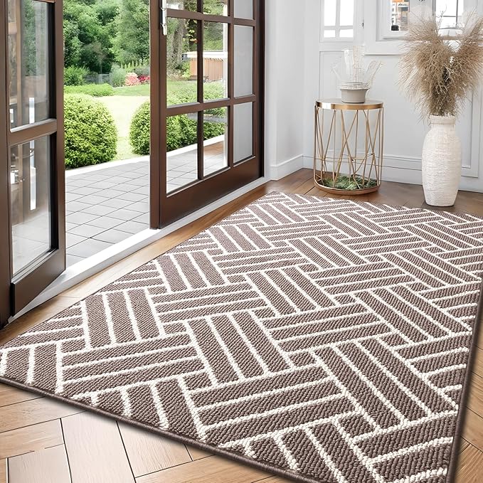 OLANLY Large Indoor Door Mat, 59x35 Inch, Dirt Resistant and Absorbent, Non-Slip Rubber Backing Floor Mats, Easy Clean Low-Profile Doormat for Entryway, Front Door, and Inside Entrance, Brown by OLANLY