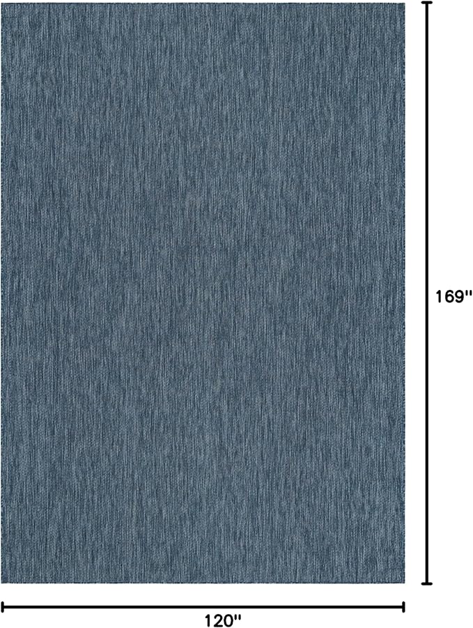 Unique Loom Collection Casual Transitional Solid Heathered Indoor/Outdoor Flatweave Area Rug (10' x 14' 1" Rectangle, Blue/Navy Blue) - Image 2