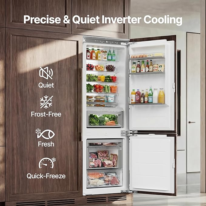 Ca'Lefort 22" Panel Ready Refrigerator with Bottom Freezer, 3-zone Temperature Control, Built-in Panel-Ready Fridge Perfect for Modern Kitchens, 9.72 cu.ft (Panel Not Included) - Image 3