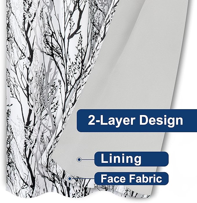 DriftAway Tree Branch Blackout Curtains Double Layer 84 Inches Long for Bedroom Printed Patterned Classic Thermal Insulated Summer Sound Lined Grommet Drapes for Living Room 2 Panels Black/White - Image 8