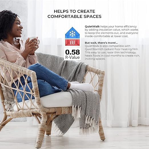 QuietWalk Underlayment 100 sq ft – 3 mm Thick – for Laminate & Hardwood Floors – Approved for Pre-Attached Pad – Recycled Fiber – Floating Install – Sound & Moisture Barrier – Made in USA - Image 17