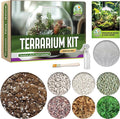 DUSPRO Recycle Terrarium Kit, Include Potting Soil, Pumice, Zeolite, Green Moss, Sphagnum Moss, Decorative Stone, Mesh, Tools, DIY Terrarium Kit for Kids, Air Plant, Succulent by DUSPRO