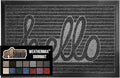 GORILLA GRIP 100% Waterproof All-Season WeatherMax Doormat, 47x35, US Designed Natural Rubber, Stain and Fade Resistant, Low Profile Indoor Outdoor Door Mats, Easy Clean Patio Mat, Charcoal Hello by GorillaGrip