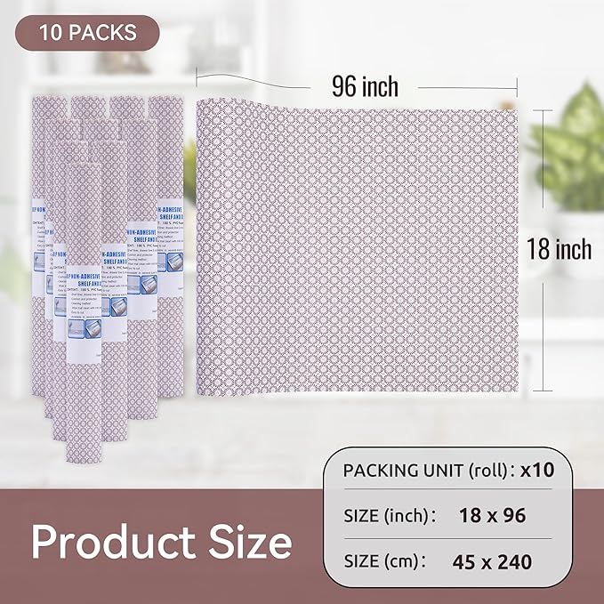 FIFTY FEET 18"x96" Non-Adhesive Shelf Liner for Kitchen Cabinets and Drawers, Washable Non-Slip PVC Cabinet Liner (Red Circle)(10 Roll) - Image 5