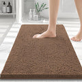 Smiry Luxury Chenille Bathroom Rugs 24x16, Extra Soft and Absorbent Shaggy Bath Mat, Machine Washable, Non-Slip Plush Carpet Runner for Tub, Shower, and Floor, Home Decor Accessories, Mocha by Smiry