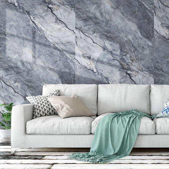 Marble Peel and Stick Waterproof Wall Paneling, 118" x 47" Pietra Grey Glossy Finish Self-Adhesive Backsplash Tile Vinyl Wall Panel for Kitchen Bathroom Wall Decor, Covers 38.75 Sq. Ft. - Image 9