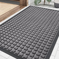Smiry Front Door Mat Outside Entrance, Heavy Duty Natural Rubber Doormat, Non Slip, Trap Dirt and Moisture, Easy Clean, Low Profile Welcome Floor Mats for Indoor Outdoor Entry, 35x23 Inch, Mix Grey by Smiry