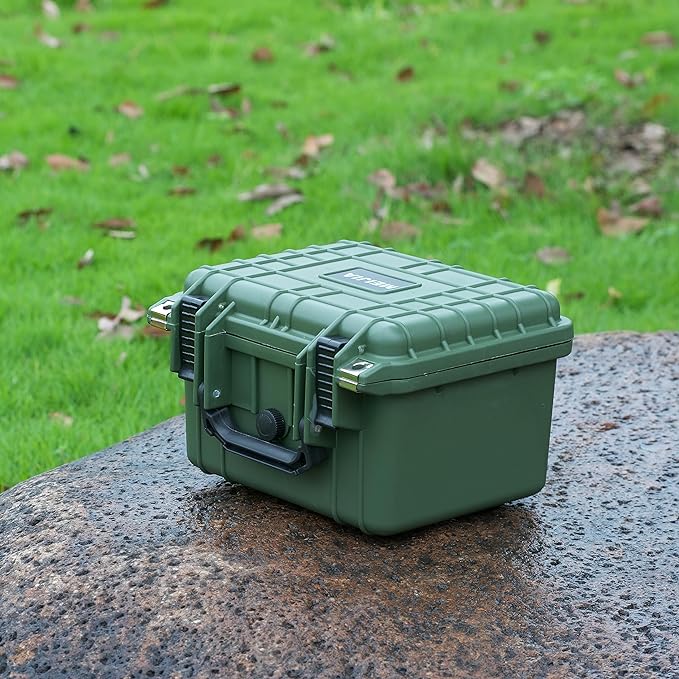 MEIJIA Portable All Weather IP67 Waterproof Camera Case,hard case with Customizable Fit Foam,Fit Use of Drones,Camera,Equipments,10.62 x9.68x6.87inches(Green) - Image 4