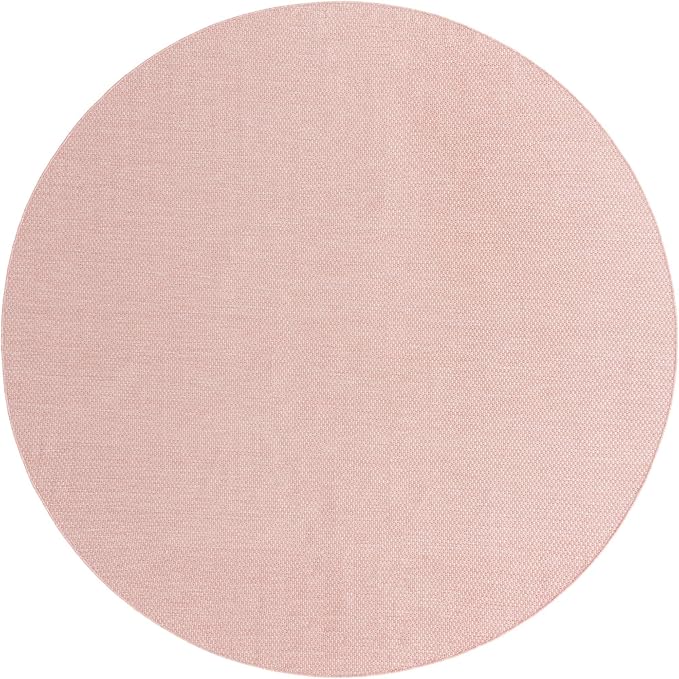 Unique Loom Collection Casual Transitional Solid Heathered Indoor/Outdoor Flatweave Area Rug (2' Round, Whisper Pink/Ivory) - Image 2