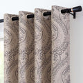 Vangao Damask Curtains 63 Inch Length 2 Panels Gray Paisley Medallion Print Curtains for Bedroom Living Room Darkening Drapes Vintage Retro Linen Textured Window Treatment Grey on Beige by Vangao