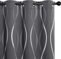 NICETOWN Grey Blackout Floral Pattern Curtains for Living Room 84 inch Long 2 Panels Set, Noise Reducing Thermal Insulated Wave Line Foil Print Bedroom Drapes for Patio Sliding Glass Door (52 x 84) by NICETOWN