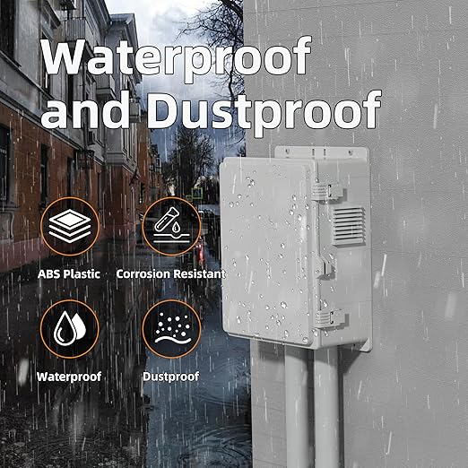 Joinfworld Vented Outdoor Enclosure Box 18.1x12.6x6.4 Outdoor WiFi Enclosure Waterproof White Nema Electrical Box with Cooling Fan for Electronics - Image 5