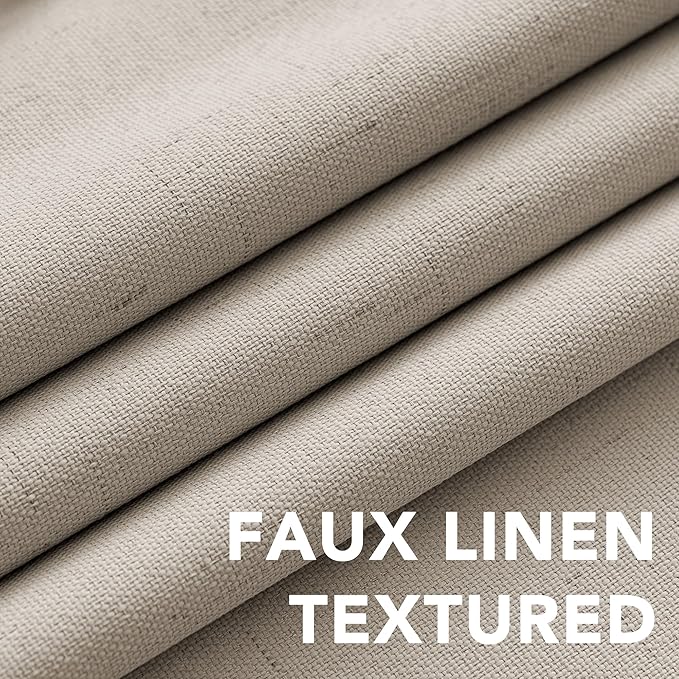 H.VERSAILTEX 100% Blackout Curtains for Bedroom Thermal Insulated Linen Textured Curtains Heat and Full Light Blocking Drapes Living Room Curtains 2 Panel Sets, Cobblestone, 52x54 Inch - Image 4