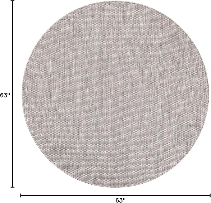 Unique Loom Outdoor Solid Collection Area Rug (5' 3" Round Beige/Ivory) - Image 2