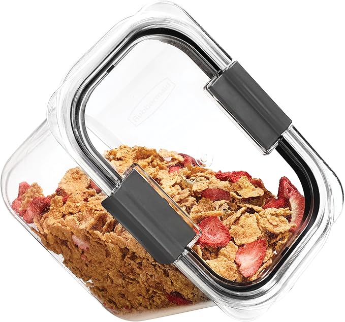Rubbermaid Brilliance 12-Cup Airtight Food Storage Container, Perfect for Pantry Staples, Clear/Grey - Image 4