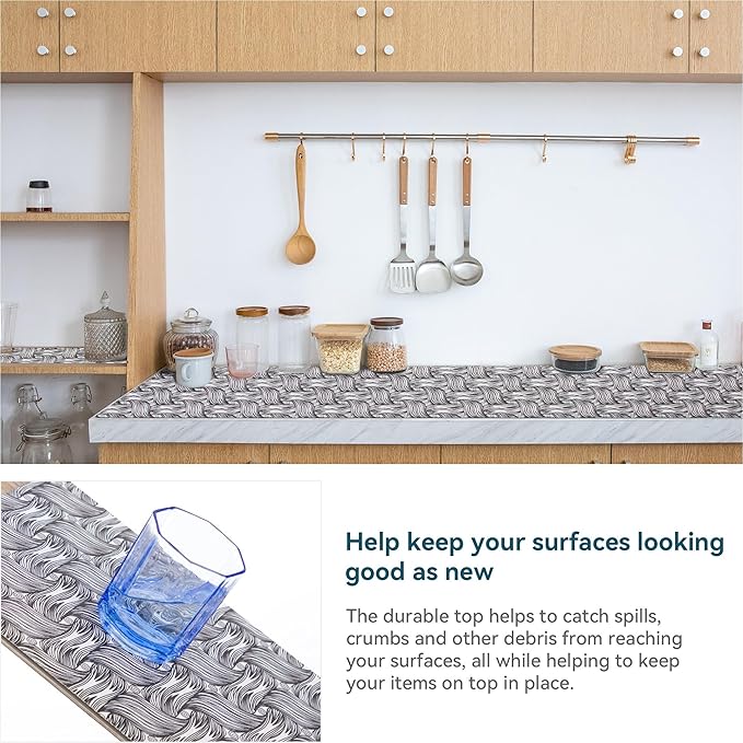 Shelf Liner 18" W x 96" L Cabinet Liners Non Adhesive, Drawer Liners Non Slip Kitchen Mat Waterproof Oil-Proof for Kitchen Cabinet, Shelves, Refrigerator, Storage, Easy to Trim - Image 3