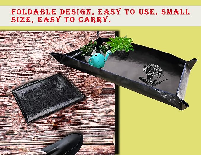 BIUWING 2 PCS Large Repotting Mat for Plant Transplanting and Mess Control, 43" X 29" Thickened Foldable Waterproof Plant Potting Tray, Portable Potting Mat Gardening Tray for House Plants Succulents - Image 5