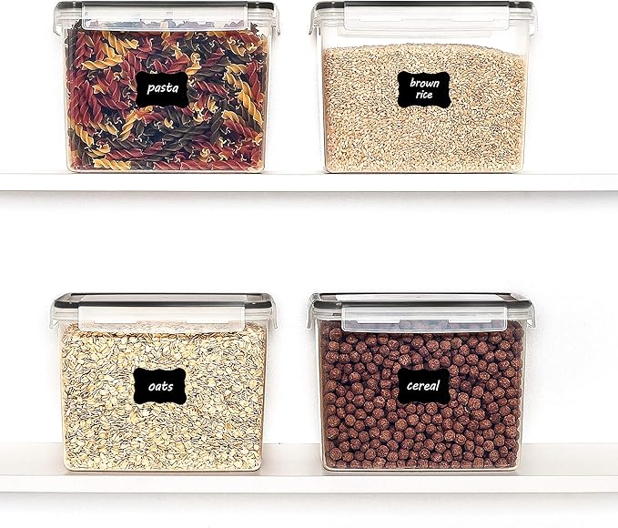 Vtopmart Food Storage Containers 3.3 quart / 3.6L, 4 Pieces BPA Free Plastic Airtight Canister for Flour, Sugar, Baking Supplies, with 4 Measuring Cups and 24 Labels,Black - Image 4
