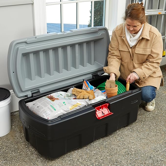 Rubbermaid 48 Gallon Black Action Packer Lockable Latch Indoor and Outdoor Storage Box Container for Home, Garage, Backyard, Single - Image 6