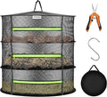 VIVOSUN 3-Layer Mesh Drying Rack Hanging Design with Green Zippers for Dehydrating, Indoor and Outdoor Pruning Shears Included by VIVOSUN