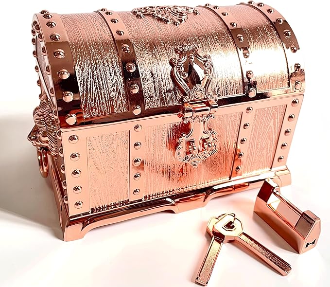 Large Double-layer Retro Metal Jewelry Chest, Pirate-style Lion Head Relief Treasure Box With Lock Women's Jewelry Storage (Rose Gold) by Unknown