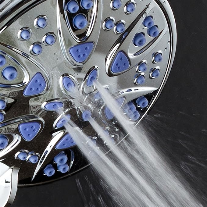 AquaDance Antimicrobial – Anti-Clog High-Pressure 6-Setting Shower Head with Microban Nozzle Protection from Growth of Mold, Mildew & Bacteria for Stronger Shower! 4" Sunset Blue - Image 7