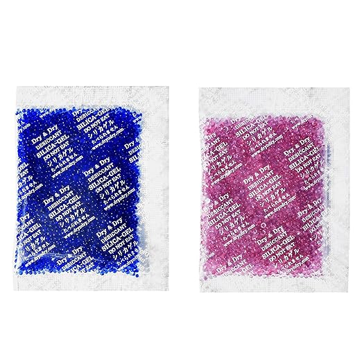 Dry & Dry Blue Indicating(blue to Pink) Silica Gel Packets Desiccant - Rechargeable Silica Packets, Silica Gel Packs - 100 Packets (20 Gram) by DryDry