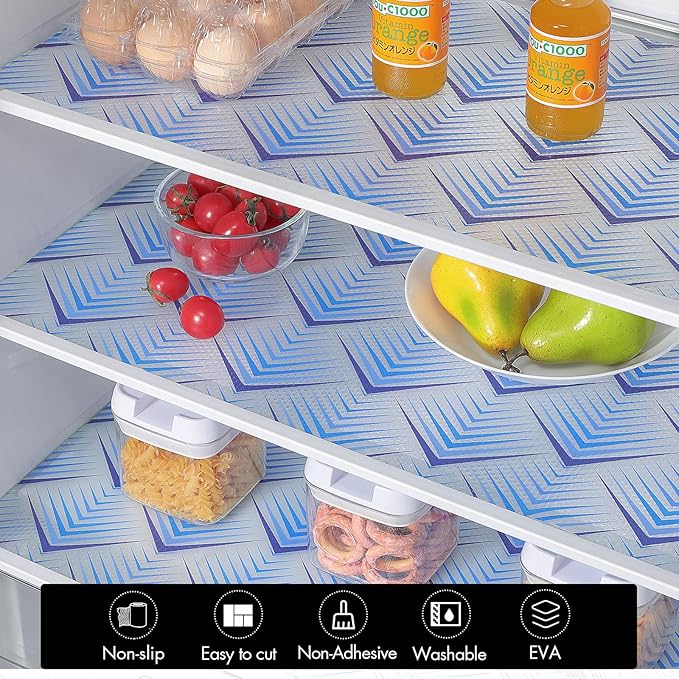 Cooyes Shelf Liner for Kitchen Cabinets – Non-Adhesive Waterproof Drawer Liner – Durable EVA Material Easy-to-Cut Shelf Paper for Refrigerator, Cupboard, Dresser with Modern Pattern - Image 5