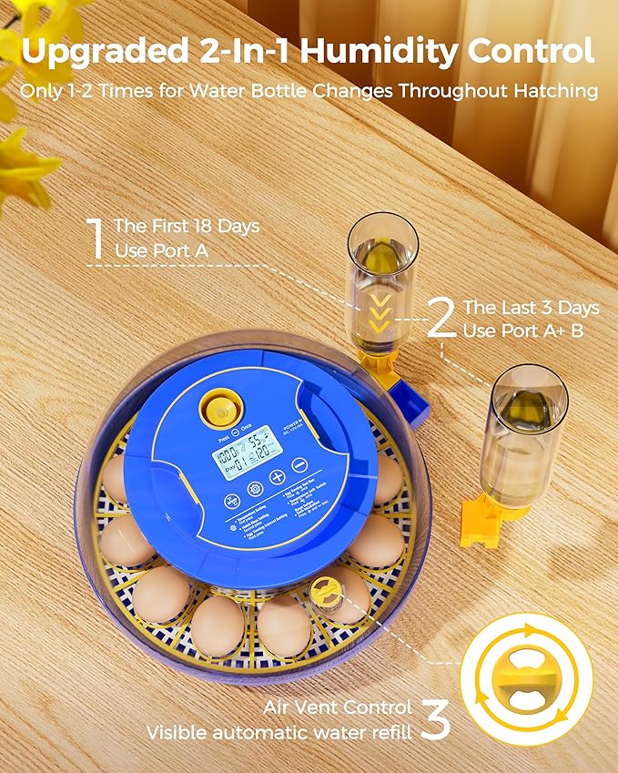 18 Incubators for Hatching Eggs, Automatic Egg Turning and Humidity Control, 360 View, Suitable for Chickens, Ducks, Quails, and Other Birds - Image 5