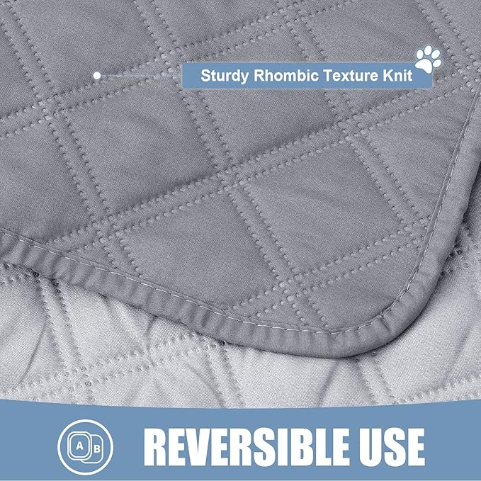 Smiry Waterproof Dog Bed Cover Pet Blanket, Soft Washable Dog Blanket for Furniture Bed Couch Sofa Reversible, Checkered (82"x82", Grey/Light Grey) - Image 4