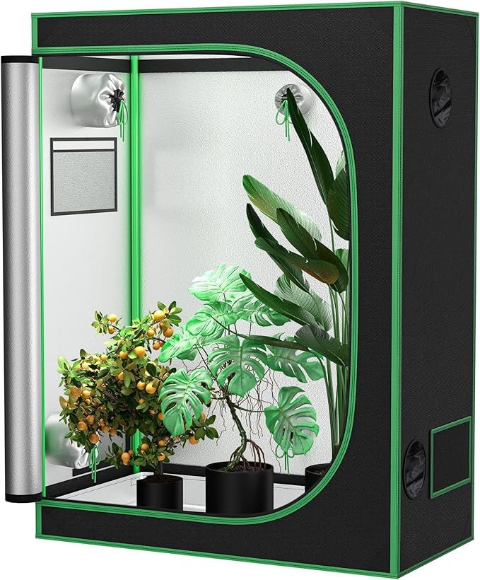 JungleA 2x4 Grow Tent, High Reflective Mylar Hydroponic Growing System, 48"x24"x60" Indoor Growing Tent Greenhouse Kit, Grow Box w/Observation Window & Floor Tray, Home Plant Fruit, Flower, Farmer Veg by JungleA