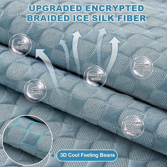 OTOB Cooling Dog Couch Cover Ice Silk Fiber, Washable & Non Slip Sofa Slipcovers Pet Mat, Soft Dog Bed Couch Cover Cooling Mat, Durable Pet Friendly Furniture Protector Covers(Blue, 36"*36") - Image 3