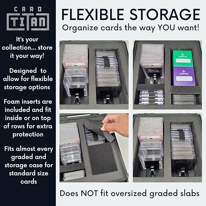 Vault Trading Card Storage Box - Lockable Sports Cards Hard Case with Spring-Loaded Pushers for Top Loaders & Graded Cards - 3 Row - Image 6