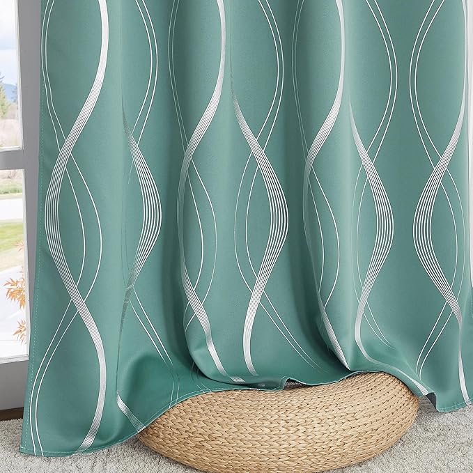 NICETOWN 100% Blackout Aqua Blue Curtain Panels 72 inches 2 Pieces, 52 inches Wide Light Reducing Thermal Insulated Solid Grommet Window Treatments/Drapes for Living Room/Nursery/Kids Room - Image 7