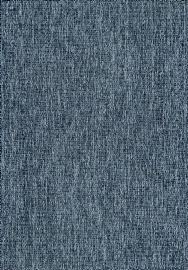 Unique Loom Collection Casual Transitional Solid Heathered Indoor/Outdoor Flatweave Area Rug (10' x 14' 1" Rectangle, Blue/Navy Blue) - Image 9