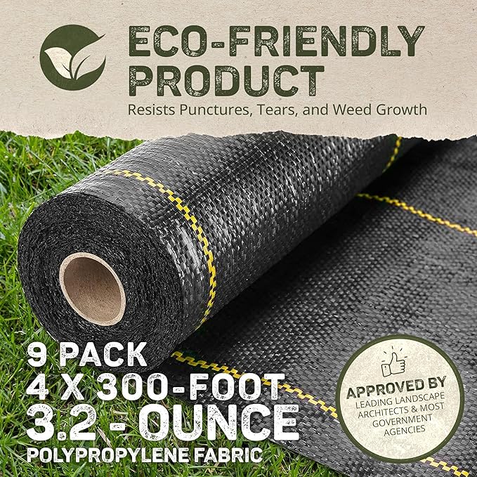 Dewitt 9-Pack Sunbelt Weed Barrier Fabric 3.2 oz, 4 x 300 Feet – Heavy-Duty Ground Cover Mat for Greenhouse Floors, Garden Rows, Raised Beds, Yard Gardening, and Outdoor Landscape Protection - Image 4
