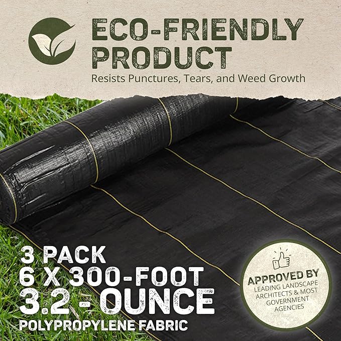 Dewitt 3-Pack Sunbelt Weed Barrier Fabric 3.2 oz, 6 x 300 Feet – Heavy-Duty Ground Cover Mat for Greenhouse Floors, Garden Rows, Raised Beds, Yard Gardening, and Outdoor Landscape Protection - Image 4