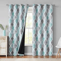 Beauoop 100% Blackout Curtains 90 Inches Long 2 Panels for Bedroom Living Room Aqua Grey Moroccan Geo Room Darkening Thermal Insulated Soundproof Grommet Top Window Treatments Drapes, 50x90 Set of 2 by Beauoop