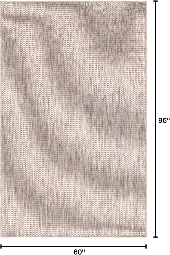 Unique Loom Collection Casual Transitional Solid Heathered Indoor/Outdoor Flatweave Area Rug (5' 1" x 8' Rectangle, Beige/Ivory) - Image 2