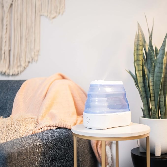 Crane Collapsible Cool Mist Humidifier for Bedroom and Office, 1 Gallon Portable Humidifier for Travel and Easy Storage, Blue and White - Image 9