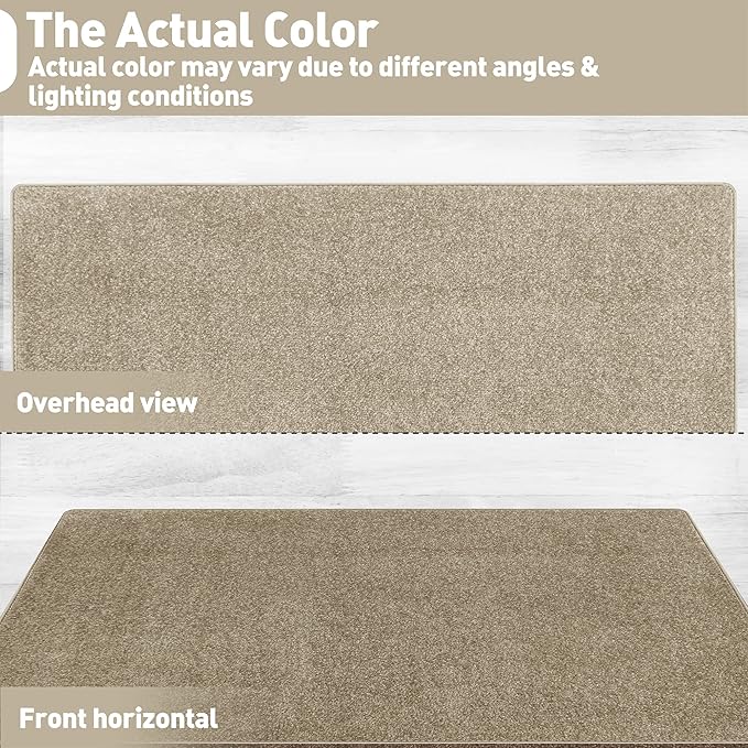 PURE ERA Carpet Stair Tread Landing Mat Tape Free Self Adhesive Non Slip Skid Resistant Indoor Doormat Area Rug Floor Mat for Kitchen Bathroom Workstations Washable 2' X 3' (Cream Grey) - Image 8