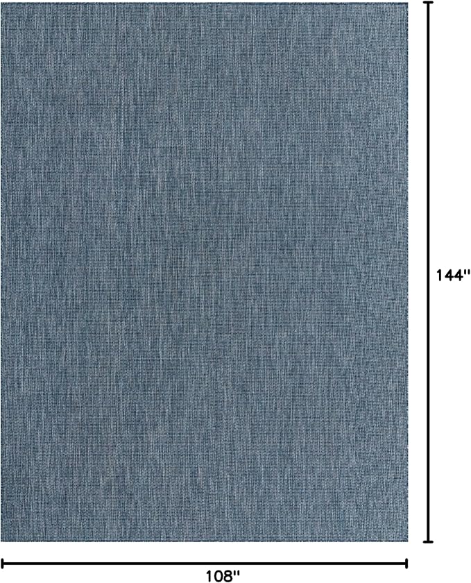 Unique Loom Collection Casual Transitional Solid Heathered Indoor/Outdoor Flatweave Area Rug (9' x 12' Rectangle, Blue/Navy Blue) - Image 3