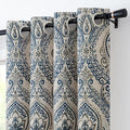 Vangao Vintage Damask Blue Curtains 63 Inch Long Blackout Curtains Linen Textured Floral Paisley Medallion Print for Bedroom Living Room Darkening Drapes Retro Window Treatment 2 Panels Navy on Beige by Vangao