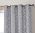 HLC.ME Versailles Lattice Flocked 100% Complete Blackout Thermal Insulated Window Curtain Grommet Panels - Energy Savings & Soundproof, For Living Room & Bedroom, Set of 2 (50 x 63 inches, Light Grey) by HomeLinenCollections