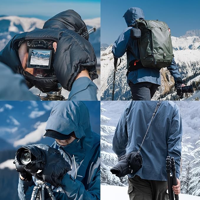 PGYTECH Camera Cold-Proof Warm Cover for DSLR Cameras with 150mm-450mm Lens, Winter Cover Protector, Adjustable Snowproof and Waterproof Camera Lens Sleeve - Image 4