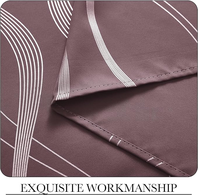 NICETOWN Dry Rose Blackout Curtain Panels 84 for Living Room and Bedroom 2 Panels, 52 x 84, Noise Reducing Thermal Insulated Wave Line Foil Print Design Window Treatments for Patio Sliding Glass Door - Image 7
