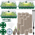 3 Pack Seed Starter Tray Kit with Grow Light Germination Trays with Humidity Dome, 120 Peat Pellets, Gardening Tools, Plant Labels, Plant Growing Trays for Seeds Growing Starting, Green by Hahood
